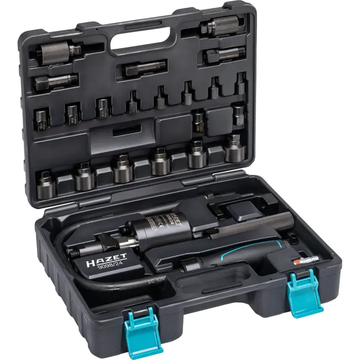 Hazet Pneumatic Injector Impact Extractor 9098/24 24-piece, including air connection nipple