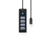 USB-C hub s 4-vhodi, USB 3.0, 0.15m, črn, ORICO PW4U-C3-015 - PW4U-C3-015-BK-EP
