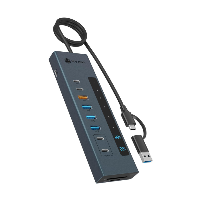 IcyBox IB-HUB1742CR-C2PD 11-in-1 hub  USB-C, PD interface, and card reader