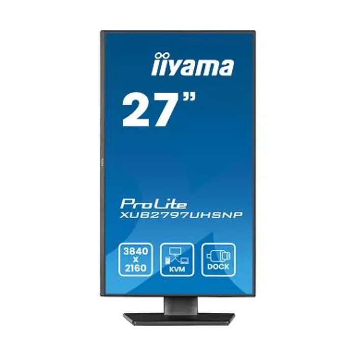 IIYAMA 27" XUB2797UHSNP-B1 4K UHD(3840x2160) IPS 16:9, Pivot, USB-C Dock (LAN/96W PD/DP-OUT), 4ms, 350cd/m2, RJ45, KVM, HDMI, DP, Speakers, USB HUB (3x3.2+1xC)