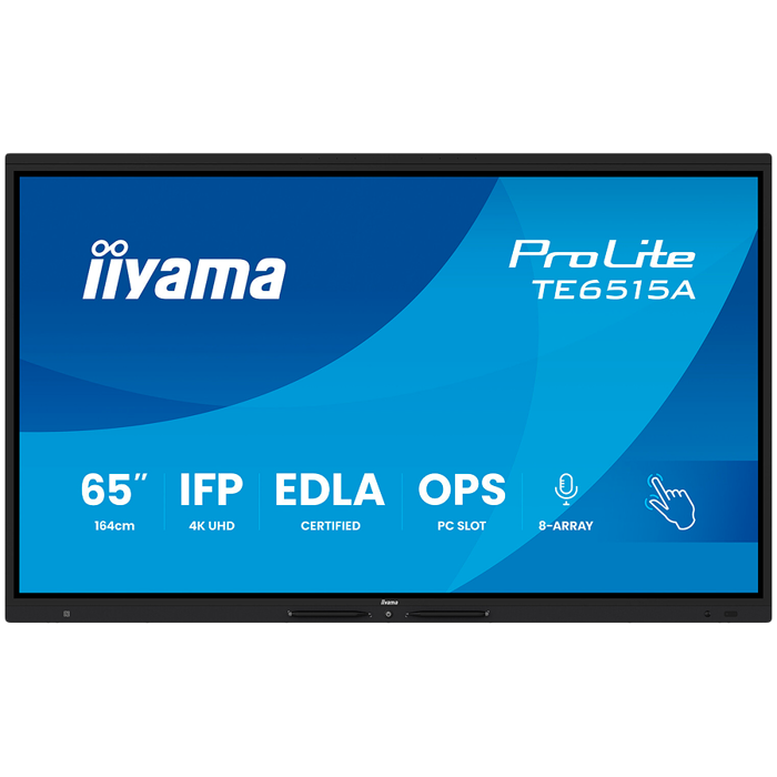 Iiyama ProLite TE6515A-B1AG - 65" Diagonal Class (64.5" viewable) LED-backlit LCD display interactive digital signage with touchscreen (multi touch) / 8-microphone array / optional slot-in PC capabili