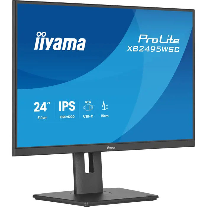 Iiyama ProLite XB2495WSC-B1 (61.1 cm (24 inches), black (matt), WUXGA, IPS, HDMI, USB-C, USB hub, 100Hz panel)