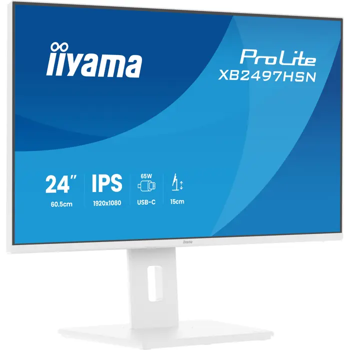 Iiyama ProLite XB2497HSN-W1 (60.5 cm (23.8 inch), white, FullHD, IPS, HDMI, DP, USB-C, USB Hub, Daisy Chain, 100Hz Panel)