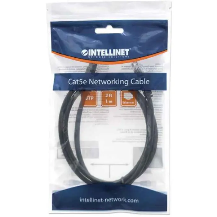 Intellinet Cat5e, CCA, U/UTP, PVC, RJ45, 1m, crni