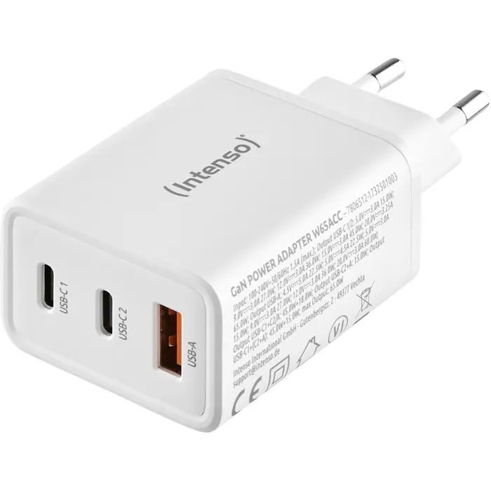 Intenso Power Adapter W65ACC GaN (white, 65Watt)