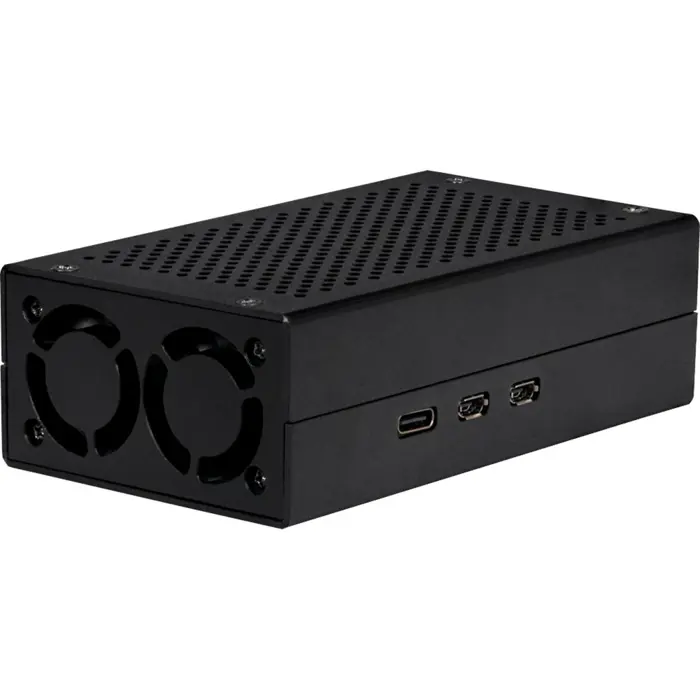Joy-IT aluminum housing for Raspberry Pi 5 M2-HAT (black, incl. active cooler)
