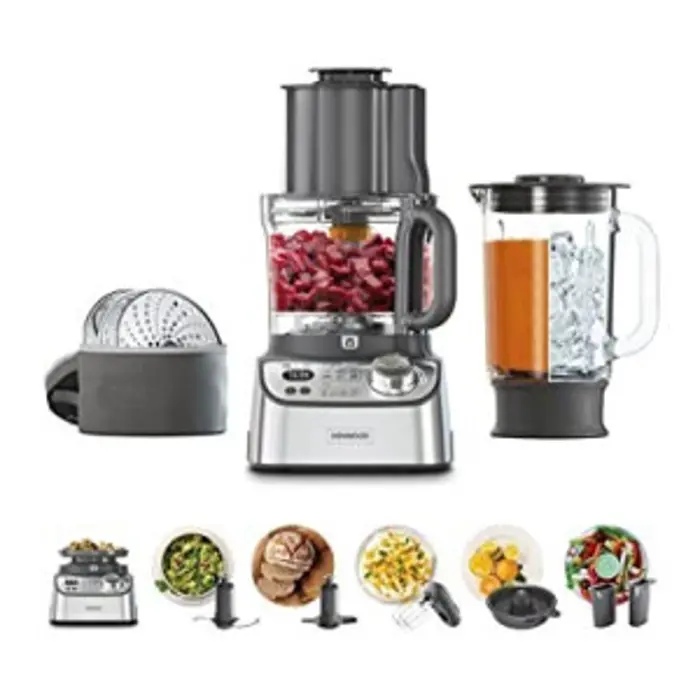 Kenwood MultiPro XL Weigh+ compact food processor, silver, 1,000 watts, integrated scale, blender attachment