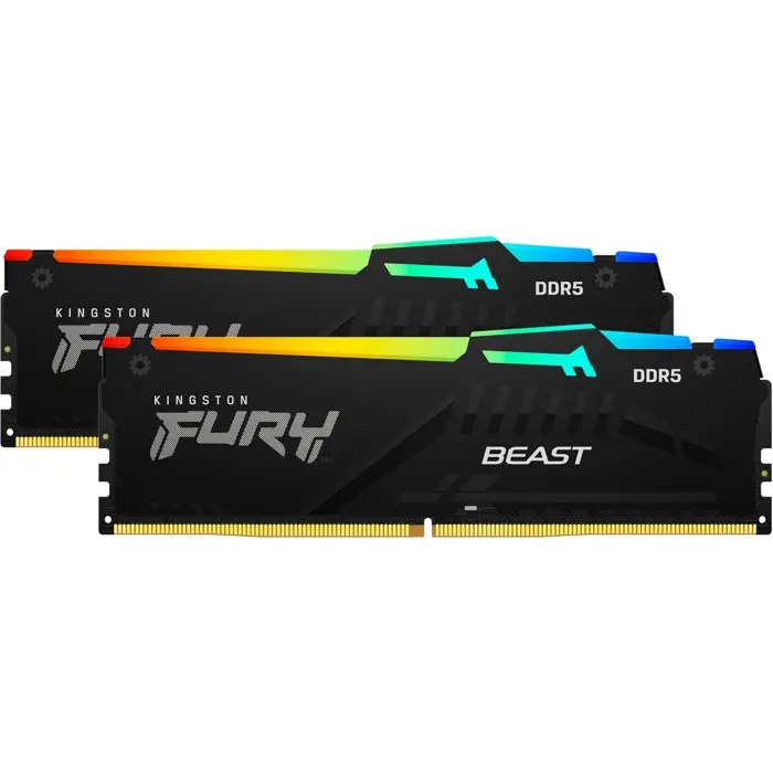 Kingston FURY 32 GB DDR5-5600 Kit, memory (black, KF556C36BBEAK2-32, Fury Beast RGB, XMP, EXPO, for AMD)
