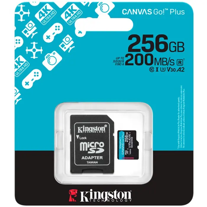 Kingston microSD, Canvas Go! Plus,R170/W90, 256GB