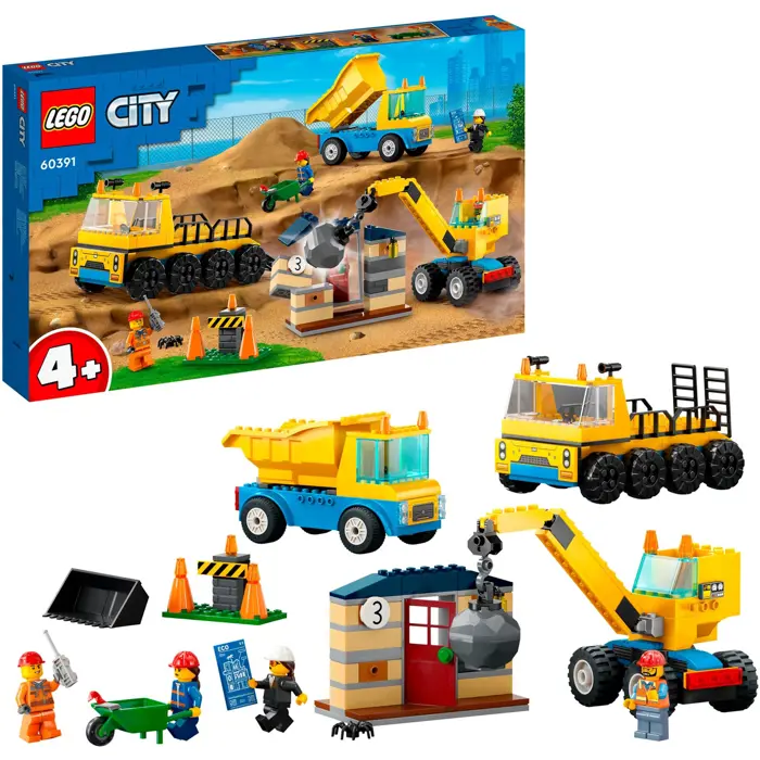 LEGO 60391 City Construction Vehicles and Crane with Wrecking Ball Construction Toy