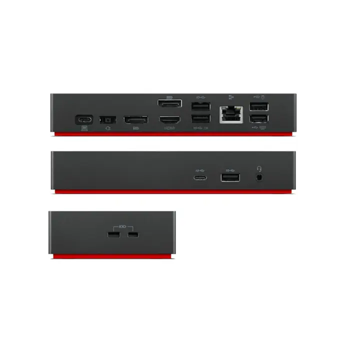 Lenovo ThinkPad Universal USB-C Dock 40AY; + 90W adapter, USB-C Cable;1x USB-C, 3x USB 3.1, 2x USB 2.0, 2x DisplayPort, 1x HDMI, 1x RJ45, 1x Jack 3.5mm - Premium Obnovljeno
