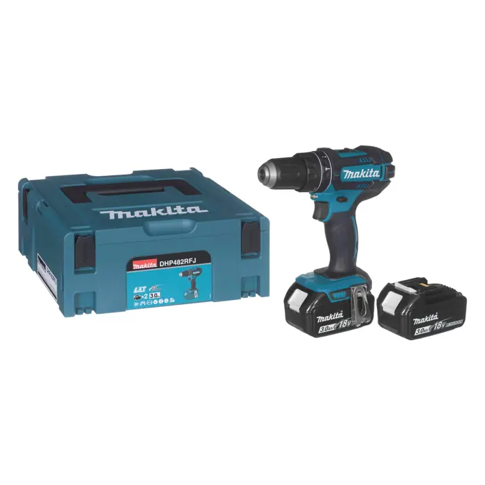 MAKITA IMPACT DRILL DRIVER 18V 62/36Nm 2 x 3.0Ah LI-ION CASE MAKPAC DHP482RFJ