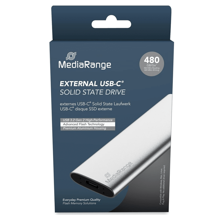 MediaRange Eksterni SSD 480GB,USB type – C, srebrni , MR1102