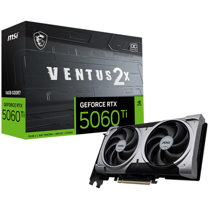 MSI Ventus GeForce RTX 5060 Ti 16GB GDDR7 PCI Express 5.0 x 16 (use x8) Graphics Card RTX 5060 Ti 16G VENTUS 2X OC PLUS