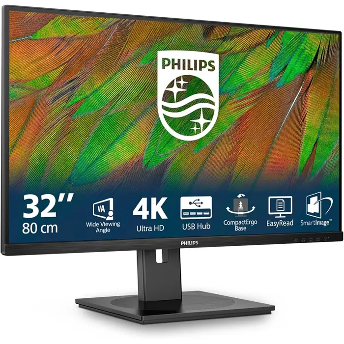 Philips 32" 32B1N3800/00 4K UHD (3840x2160) VA, 350 cd/m2, 3500:1, HDMIx2, DPx1, USB Hub, Pivot, 5Y