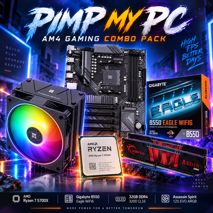 PimpMyPC Upgrade Kit R7B550 (Ryzen 7 5700X, AirC., B550, 32GB DDR4) 