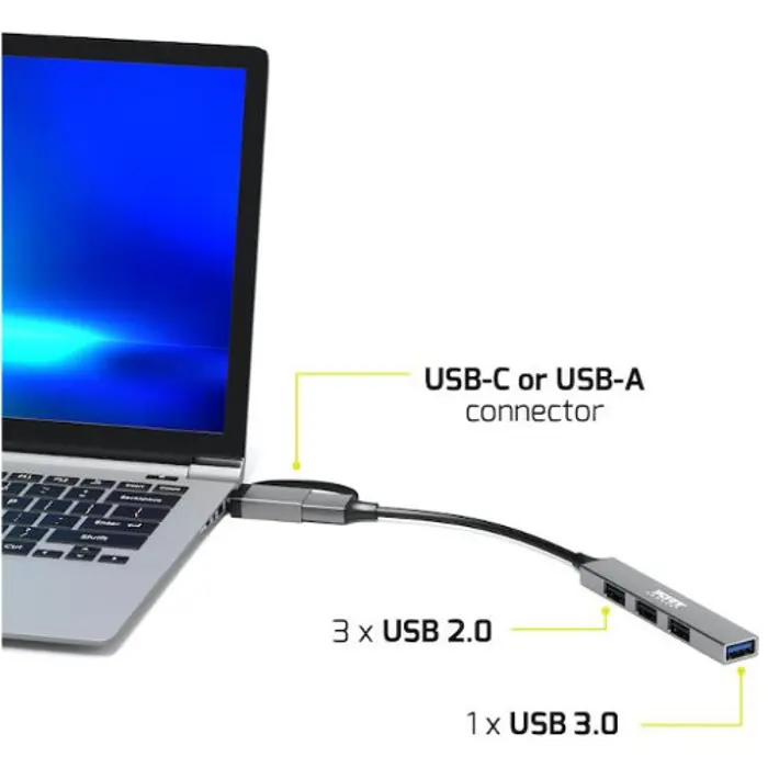 Port HUB USB-C/A 4 porta 480 Mbps SLIM