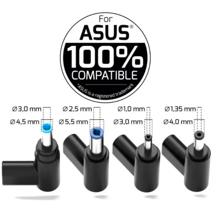 Port punjač 65W typeC GaN2 za Asus NB, 4 nastavka