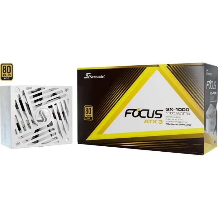 Seasonic FOCUS GX-1000 1000W ATX3.0 White Edition, PC power supply (white, 1x 12VHPWR, 3x PCIe, cable management, 1000 watts)