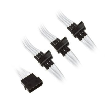 SilverStone 4-Pol-Molex auf 4x SATA Verlängerung - 300mm white SST-PP07-BTSW