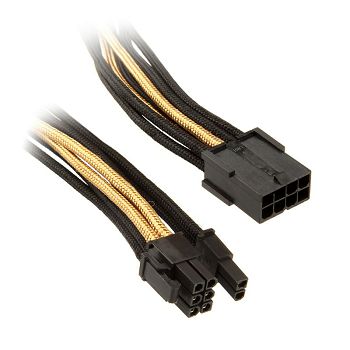 SilverStone PCI-8-Pin zu PCIe-6+2-Pin Kabel, 250mm - black/gold SST-PP07-PCIBG