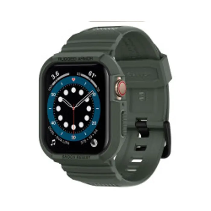 Spigen Rugged Armor Pro, zaštitna maska s remenom za Apple pametni sat, zelena - Apple Watch 8/7 (45mm)/SE 2022/6/SE/5/4 (44mm)