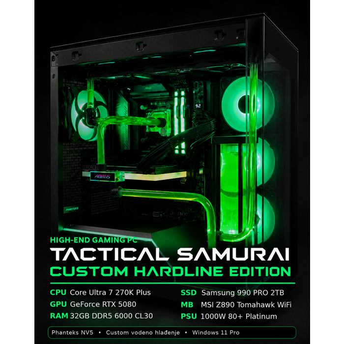 Tactical Samurai Custom Hardline Edition (Core Ultra 7 270K, RTX 5080, 32GB DDR5, 2TB SSD) Win11P