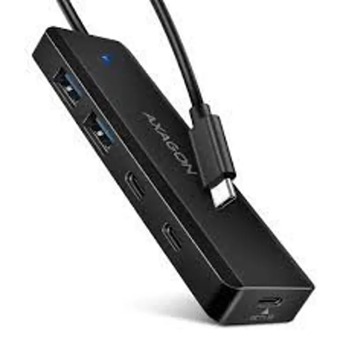 USB HUB 2x USB-A + 2x USB-C, kabel USB-C, USB-C power IN,AXA HUE-C2A