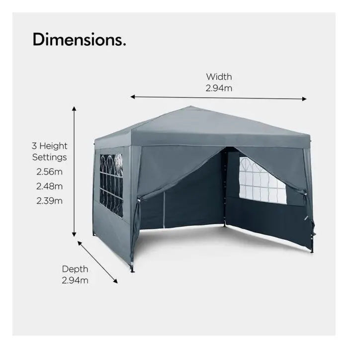 VonHaus Pop Up pavilion 3x3m Slate gray with weights