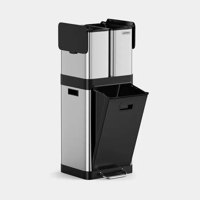 VonHaus triple stainless steel waste bin 32L