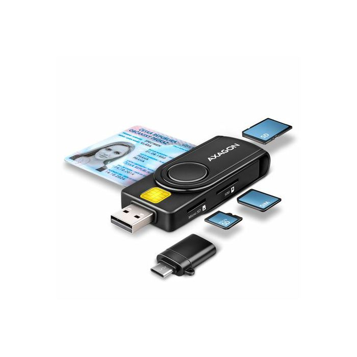 Čitač pametnih kartica AXAGON CRE-SMP2A USB 2.0 Pocket Reader