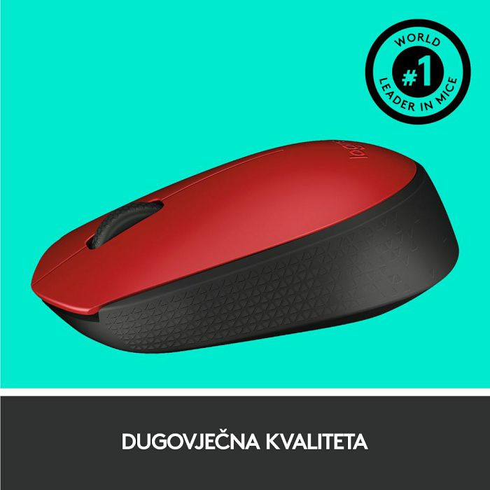 Miš LOGITECH M171, optički, bežični, crveni