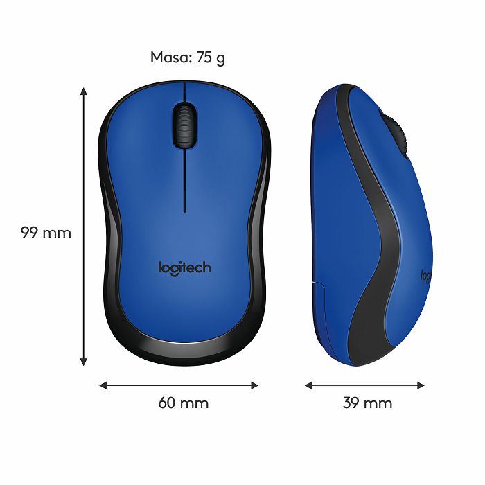 Miš LOGITECH M220 Silent, optički, bežični, plavi, USB