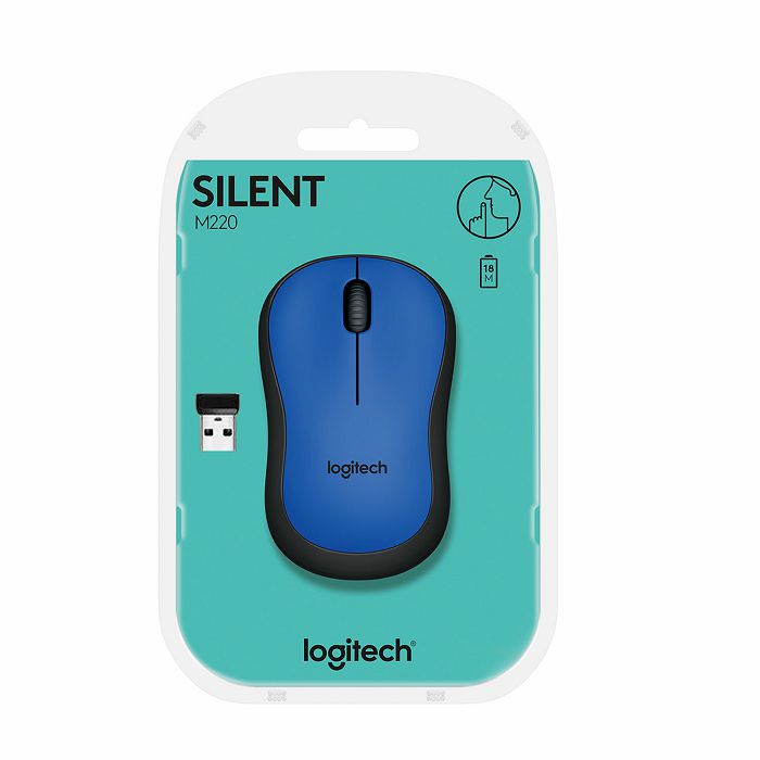 Miš LOGITECH M220 Silent, optički, bežični, plavi, USB