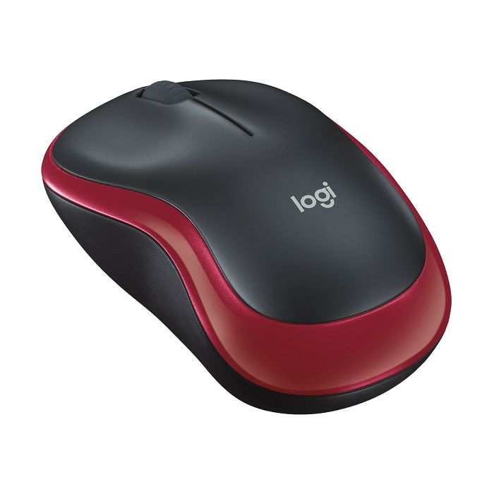 Miš LOGITECH M185, optički, bežični, 1000dpi, crno-crveni