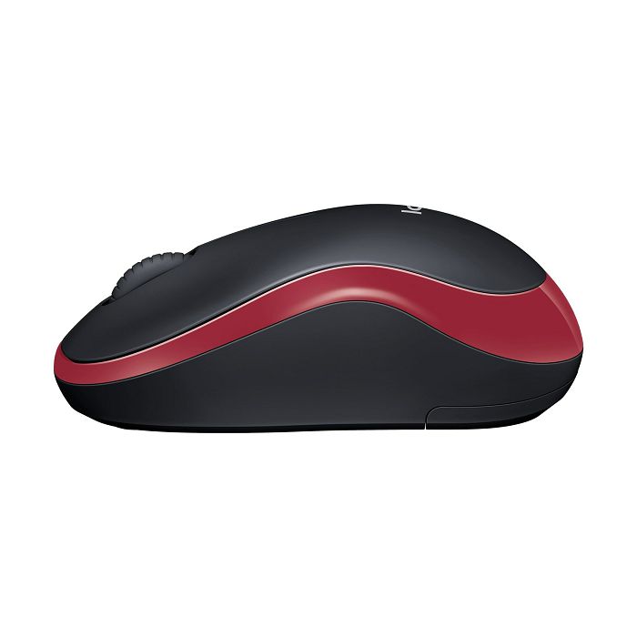 Miš LOGITECH M185, optički, bežični, 1000dpi, crno-crveni