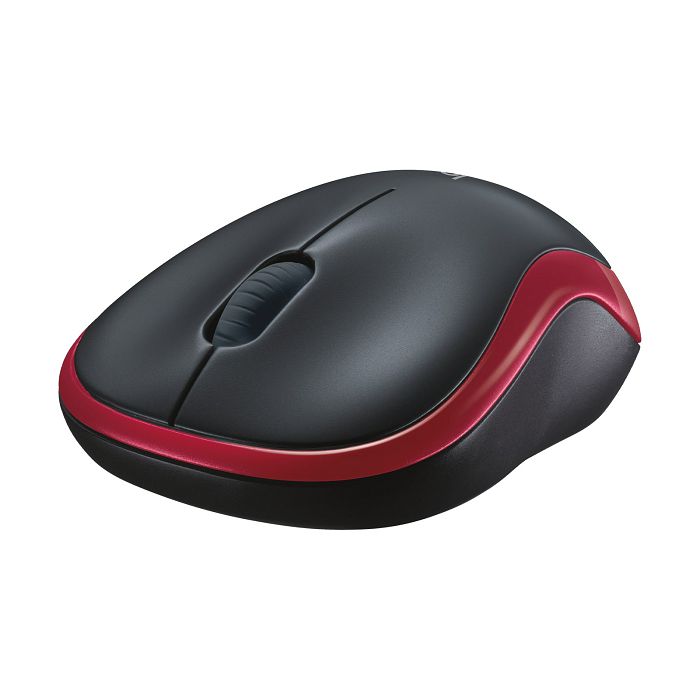 Miš LOGITECH M185, optički, bežični, 1000dpi, crno-crveni