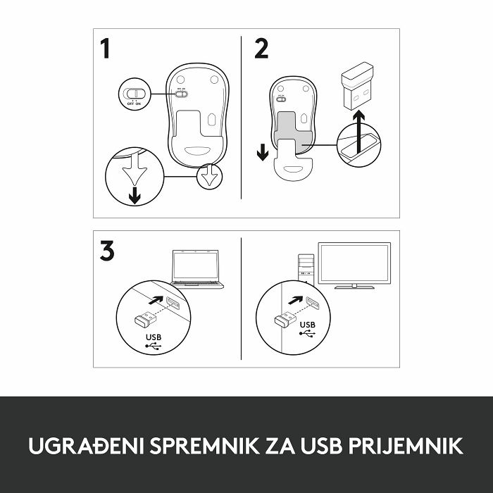 Miš LOGITECH M185, optički, bežični, 1000dpi, crno-crveni
