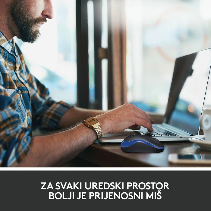 Miš LOGITECH M185, optički, bežični, 1000dpi, crno-plavi