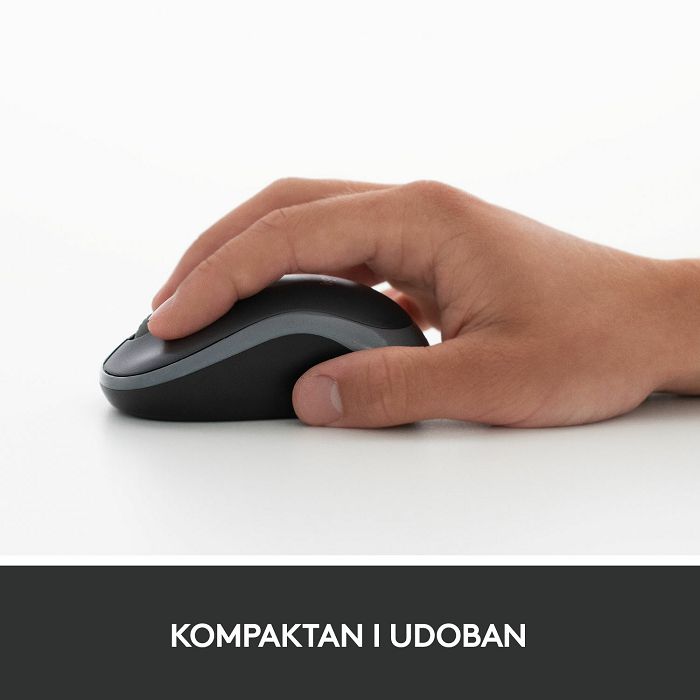 Miš LOGITECH M185, optički, bežični, 1000dpi, crno-sivi