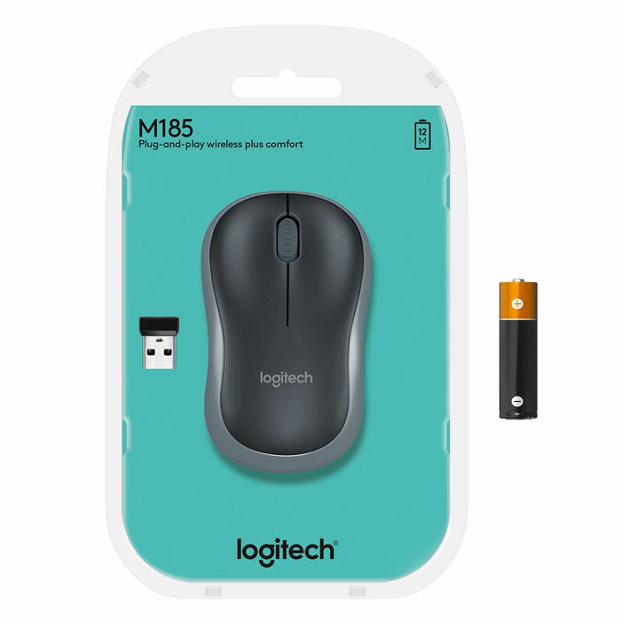 Miš LOGITECH M185, optički, bežični, 1000dpi, crno-sivi