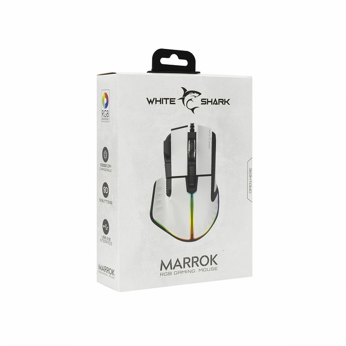 WHITE SHARK RGB gaming miš GM-9006 MARROK bijeli 12.000dpi