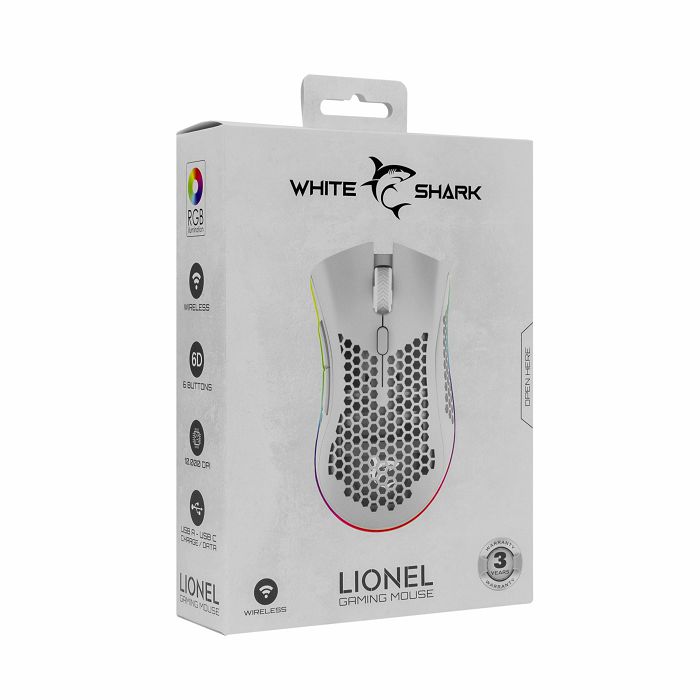 WHITE SHARK RGB gaming bežični miš WGM-5012 LIONEL 10.000dpi bijeli