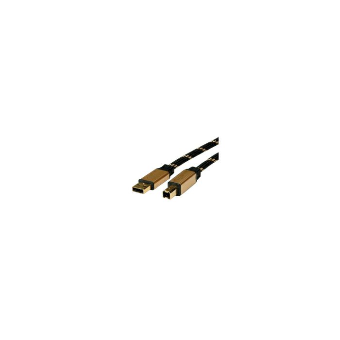 Roline GOLD USB2.0 kabel TIP A/B M/M, 1.8m, crno/zlatni