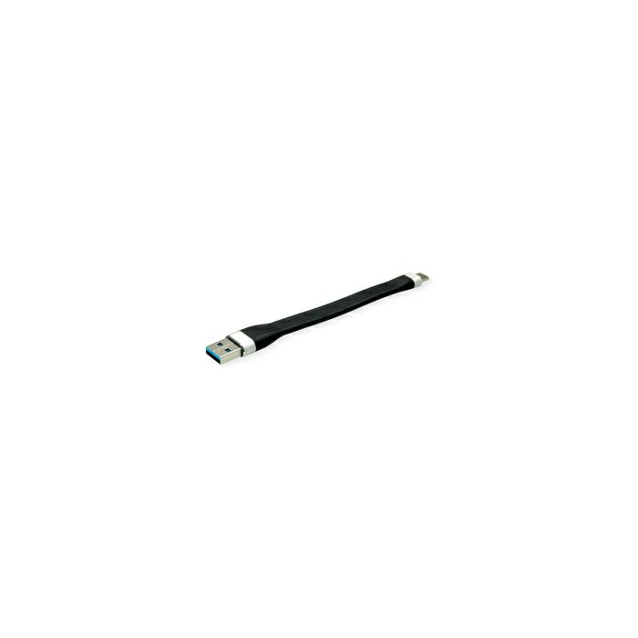 Roline USB3.2 Gen 1 silikonski kabel TIP A-C M/M, 0.11m, crni