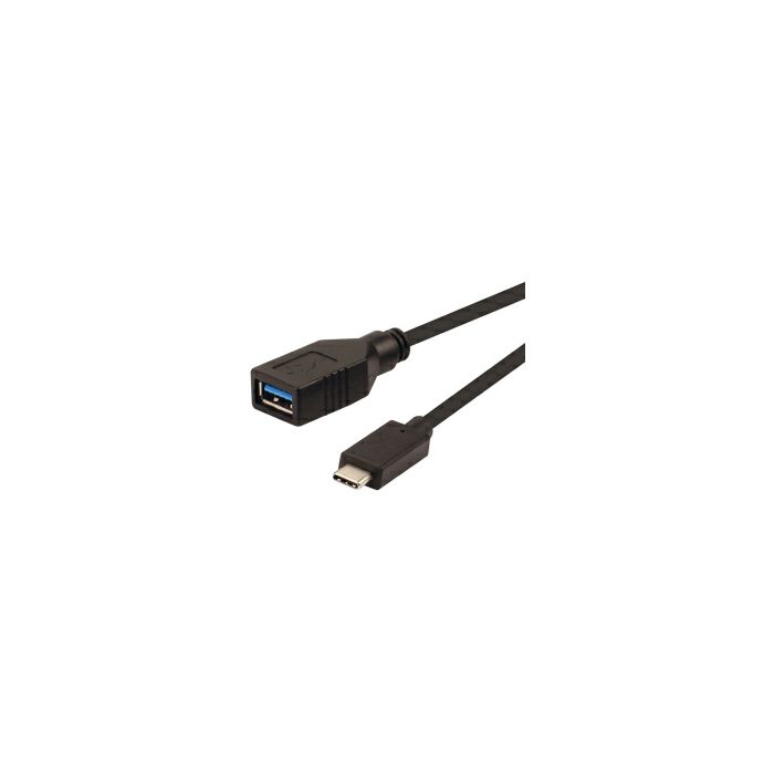 Roline USB3.2 Gen 1 kabel TIP A-C F/M, 0.15m, crni