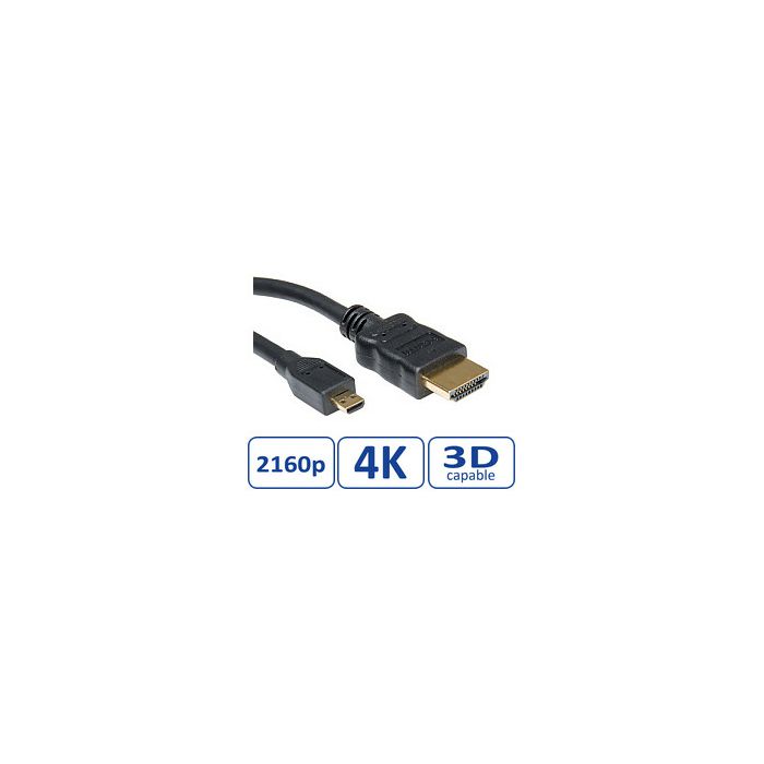Roline VALUE HDMI kabel sa mrežom, TIP A (M) - TIP D (M) (micro), 2.0m