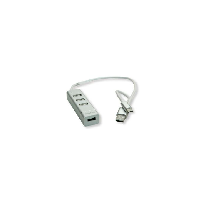 Roline Hub 4-porta USB2.0, USB Tip-A + USB-C kablovi, 0.3m