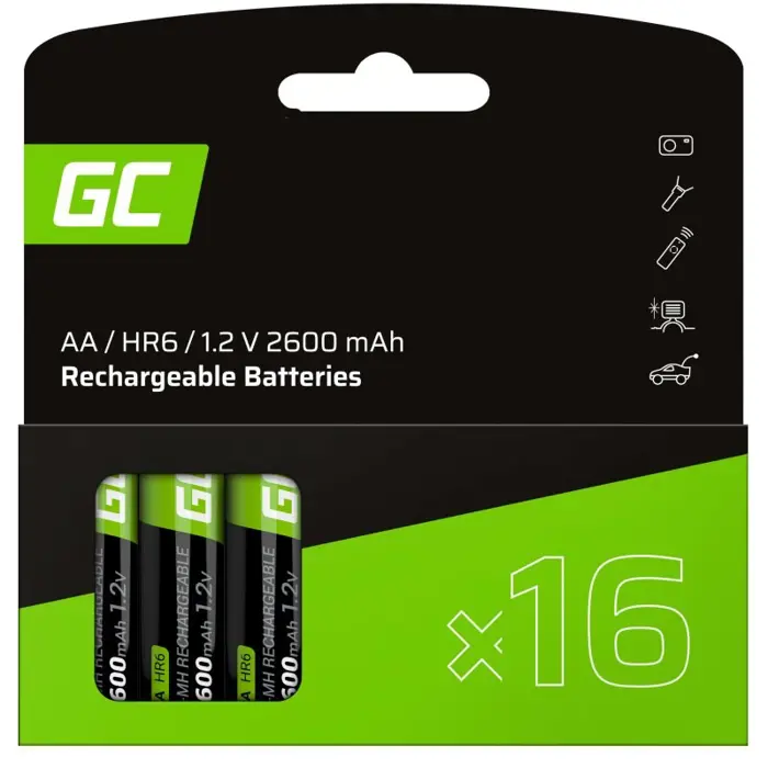 16x AA R6 2600mAh Ni-MH Rechargeable Batteries