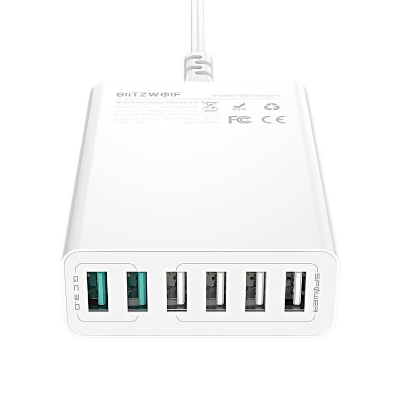 Charger 6x USB Blitzwolf BW-S15, QC 3.0, 60 W (white)